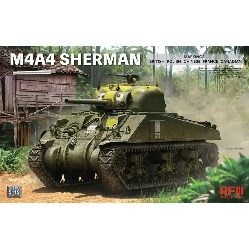

РАЙФЕЙЕЛЬНАЯ МОДЕЛЬ RFM RM-5119 Масштаб 1/35, M4A4 Sherman - Набор пластиковых моделей для сборки