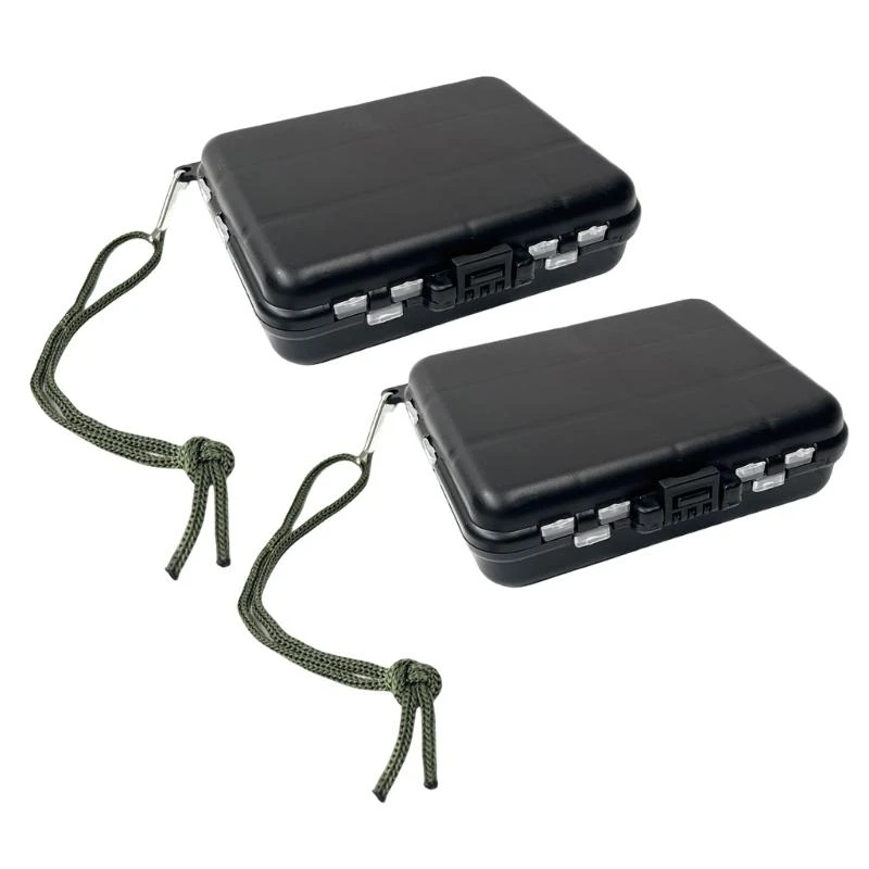 2Pcs Fishing Lures Hooks Storage Container Double Side Fishing Accessory Case Fishing Tackle Storage Box with Divider