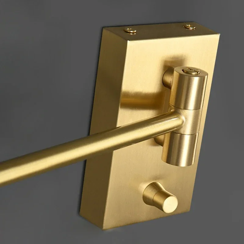 โมเดิร์นปรับหมุนได้ LED โคมไฟติดผนังทองแดงทั้งหมดหรี่แสงได้โคมไฟอ่านหนังสือ Simple Study ห้องนอนไฟผนังข้างเตียงพร้อมสวิตช์