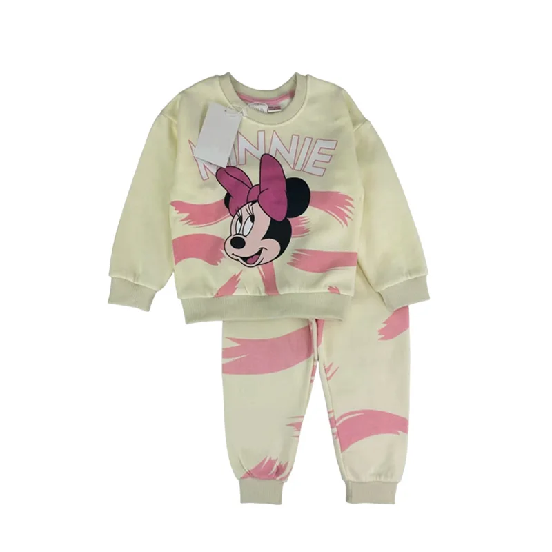 

Зимний милый комплект одежды для девочек, детская одежда, флисовая теплая толстовка + штаны, комплект детской одежды с Минни для девочек
