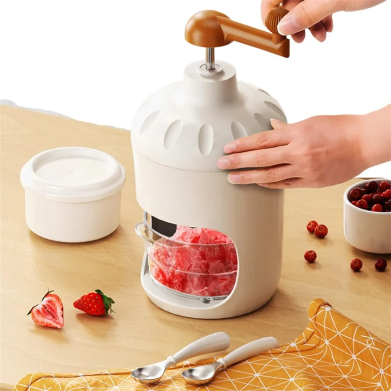 Household Ice Maker the Whole Machine Can Be Washed Stainless Steel Blade Abs+stainless Steel White Houseware Hand Ice Crusher