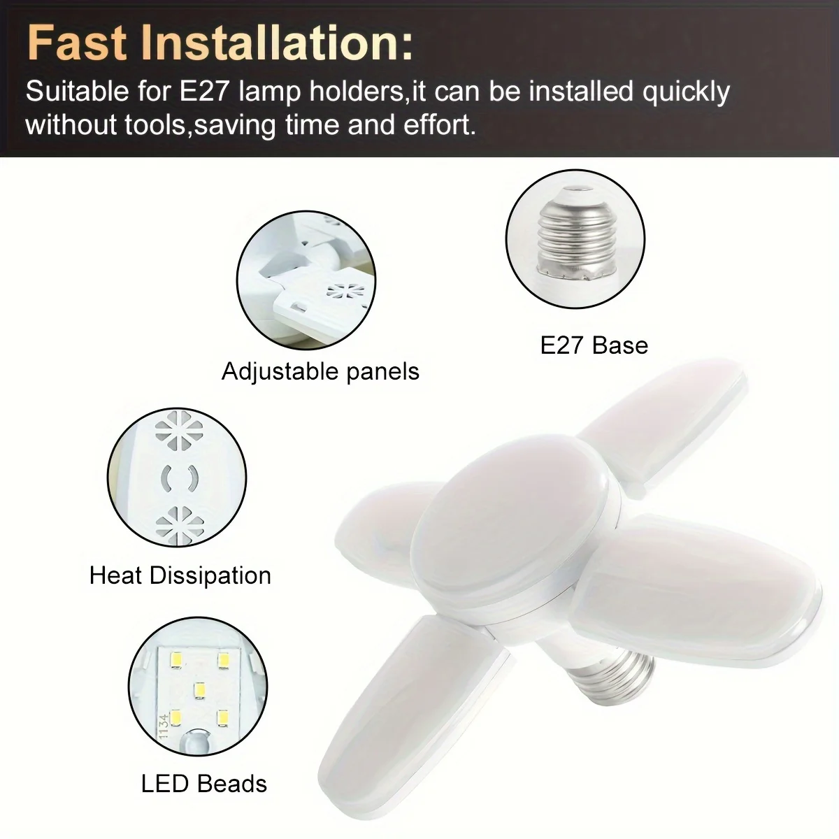 28W Foldable 4+1 Short Leaf Fill Light Mini 4 Panel LED Selfie Light Portable Dimmable Photography Ring Light with Tripod Mount for Live Streaming Makeup Video Shooting