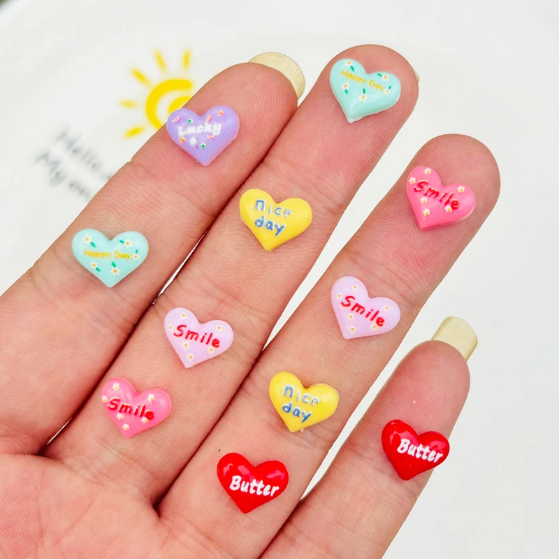 50 Pcs New Cute Resin Cartoon English letter peach heart Flat Back Scrapbooking DIY Jewelry Manicure Hairwear Accessories