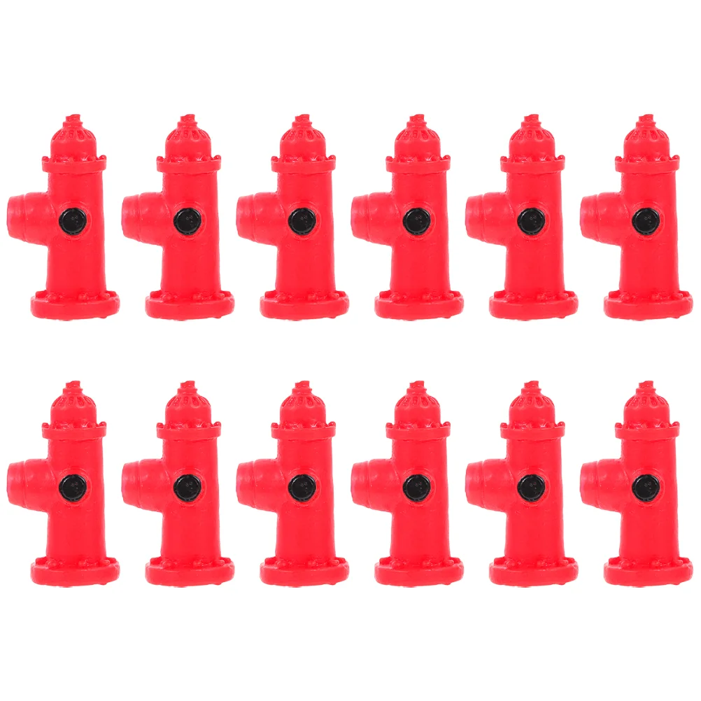 12 Pcs Fire Hydrant Model Imitated Street Traffic Sign Resin Crafts Landscape Decor Lightweight Bright