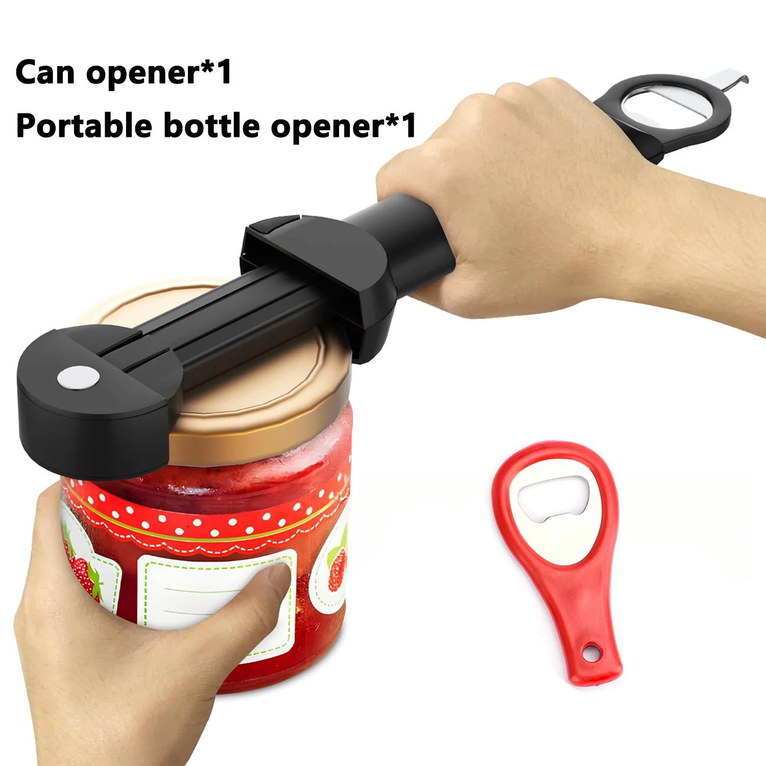Multifunctionele flesopener Roestvrijstalen dekselopener Verstelbare WineBeer blikopener voor zwakke handen Senioren Keukengereedschap
