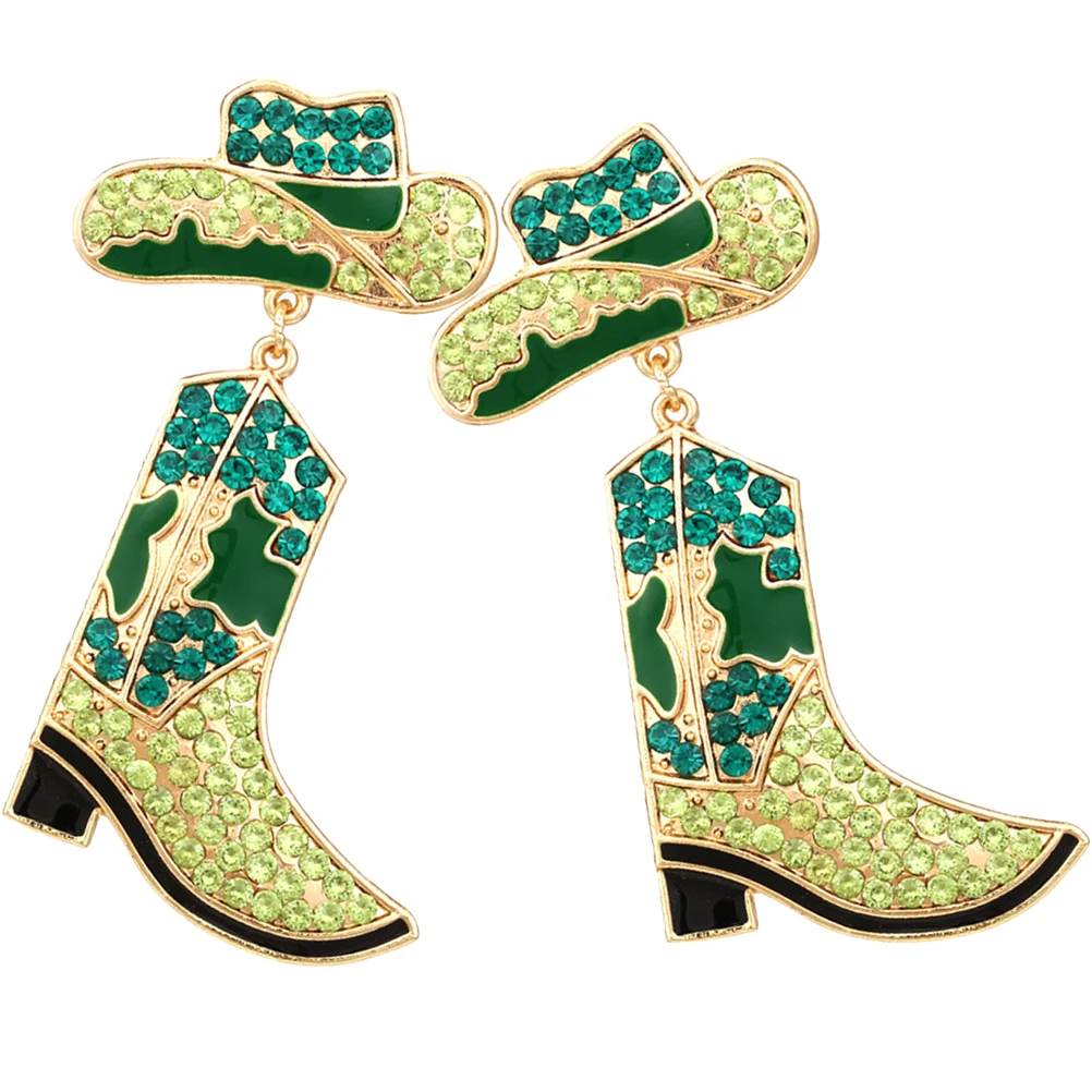 

Cowboy Boot Earrings Rhinestone Decor Western Jewelry for Women Cowgirl Gifts Dangle Accessories Girls Temperament