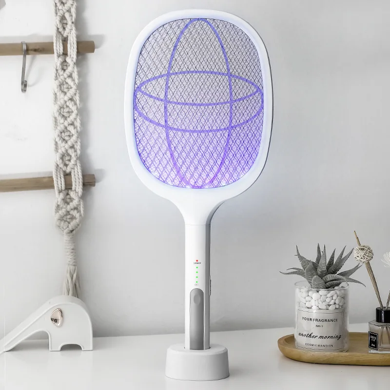 

USB Rechargeable Mosquito Killer Lamp Electric Fly Swatter with UV Light Base Baby Protection Net for Summer