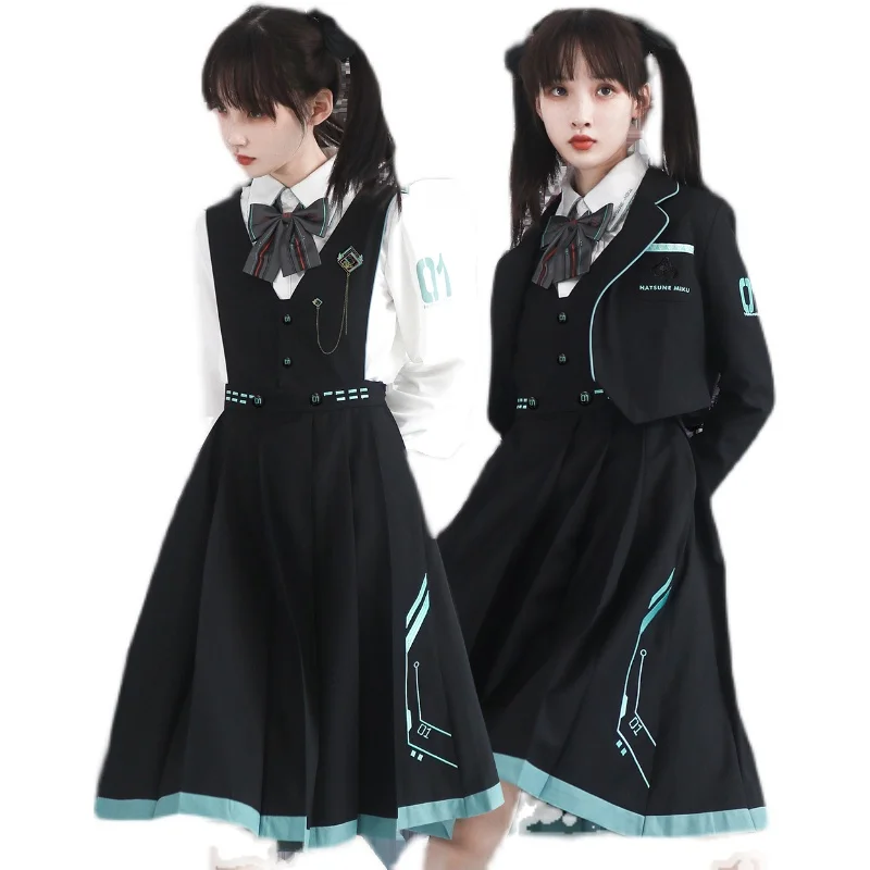 Miku Hatsune School Girl Uniform JK One Piece Dress Jacket Tops Skirt Outfit Cosplay Anime Vocaloid Clothes Japan JK Costume