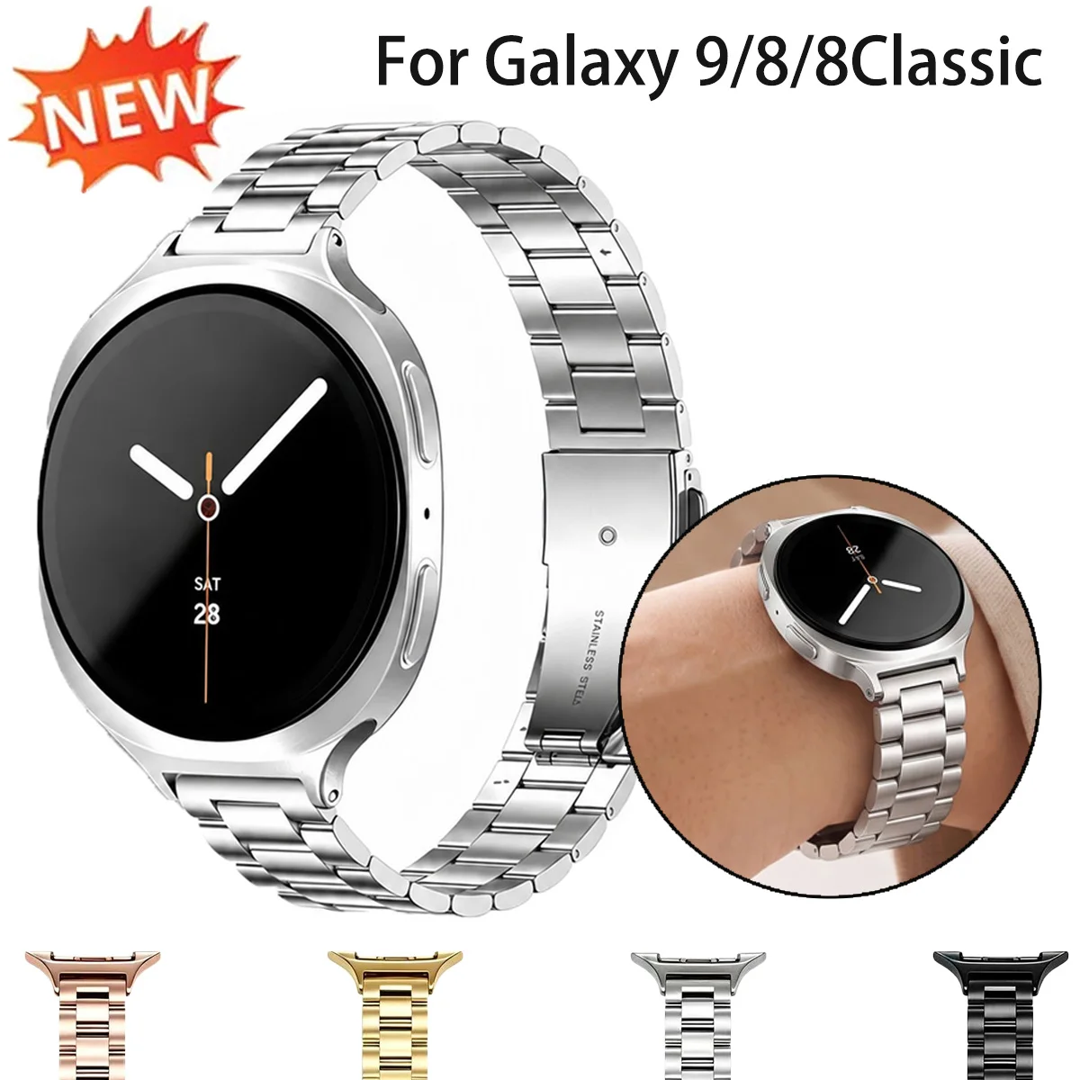 Slim Metal Loop Strap for Samsung Galaxy 9/8 40 44mm Adjustable Woman Band for Galaxy 8Classic 46mm Replace Bracelet Belt Correa