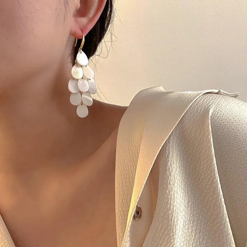 Modern Jewelry Popular Multi Shell Tassel Long Dangle Earrings For Women Girl Gift Hot Sale Fine Ear Accessories