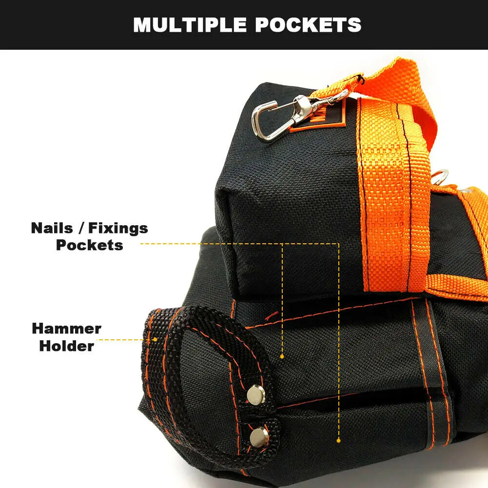 8-Pocket Single Side Tool Belt Pouch Adjustable 3-Inch Belt Multi-Function Pouch for Carpenters and Builders