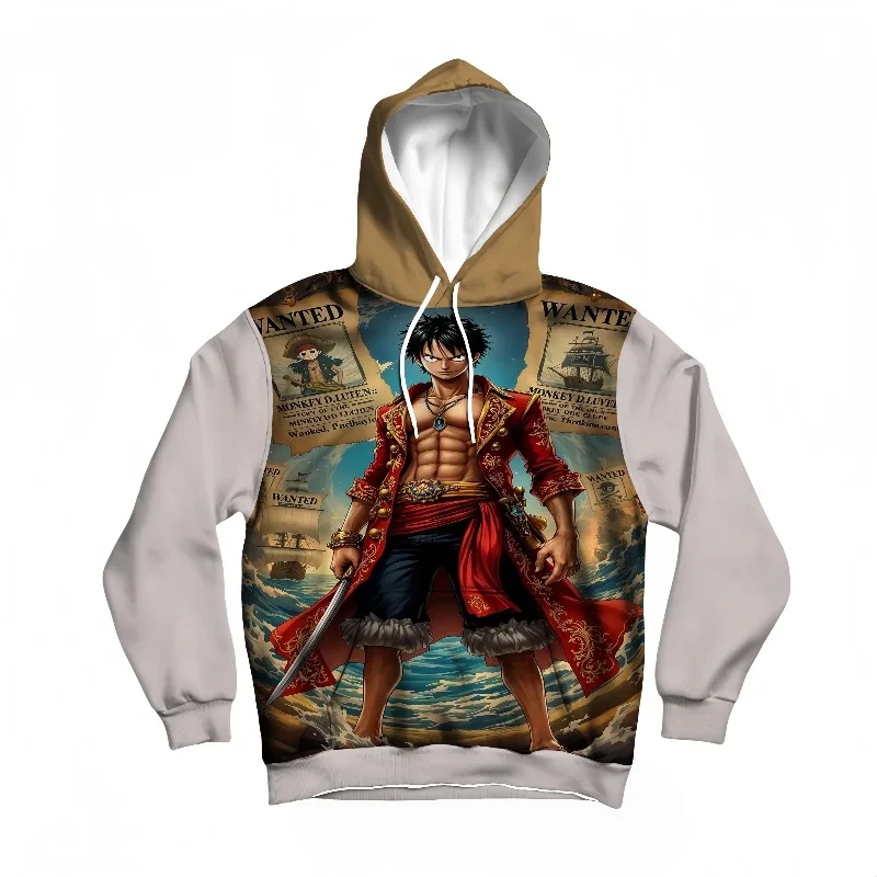 

Мужская осенне-зимняя цельная толстовка с капюшоном Luffy & Wanted, плакат с принтом высокого разрешения, аниме-дизайн, теплый пуловер для повседневного использования и косплея