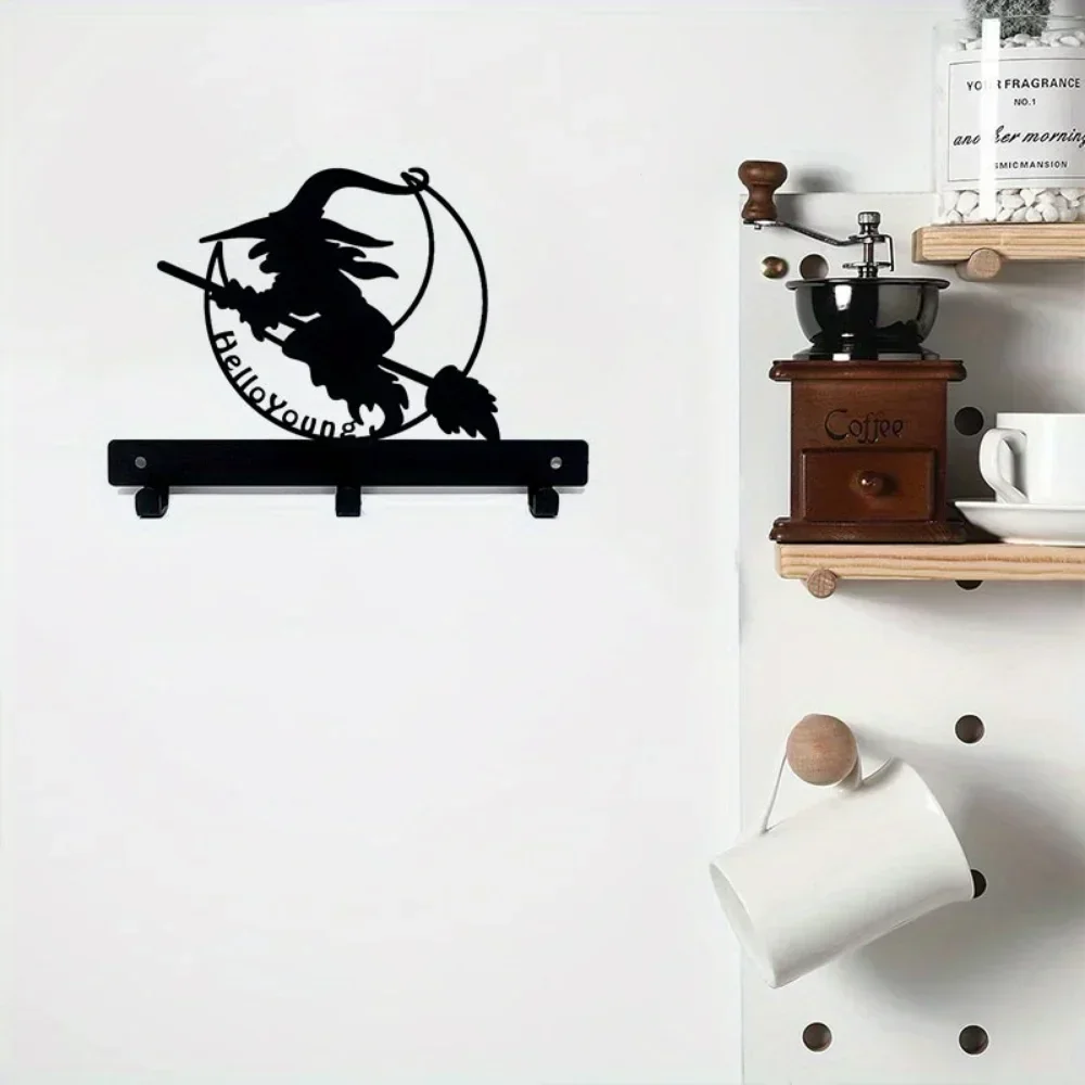 

One Piece of Halloween Hook with Moon Witch Decoration: For Clothes and Key. A Storage Rack for Halloween