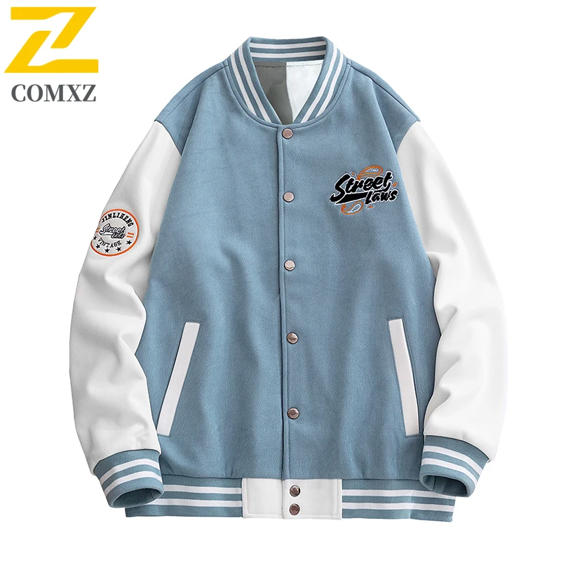 

COMXZ Male Baseball Jacket Fashion Classics Round Neck Hiking Coats High Quality Streetwear Style Lightweight Autumn Clothing