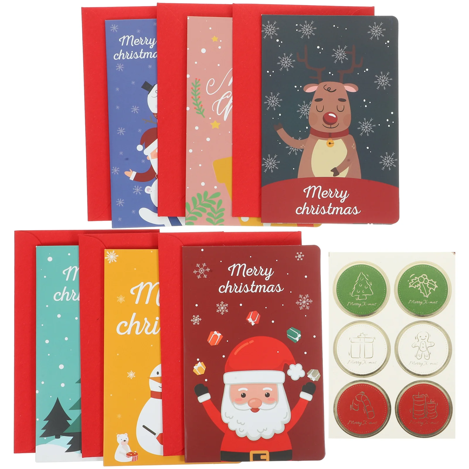

6Sets Christmas Themed Greeting Cards Cute Cartoon Design Message Cards for Holiday Wishes and Seasonal Celebration with