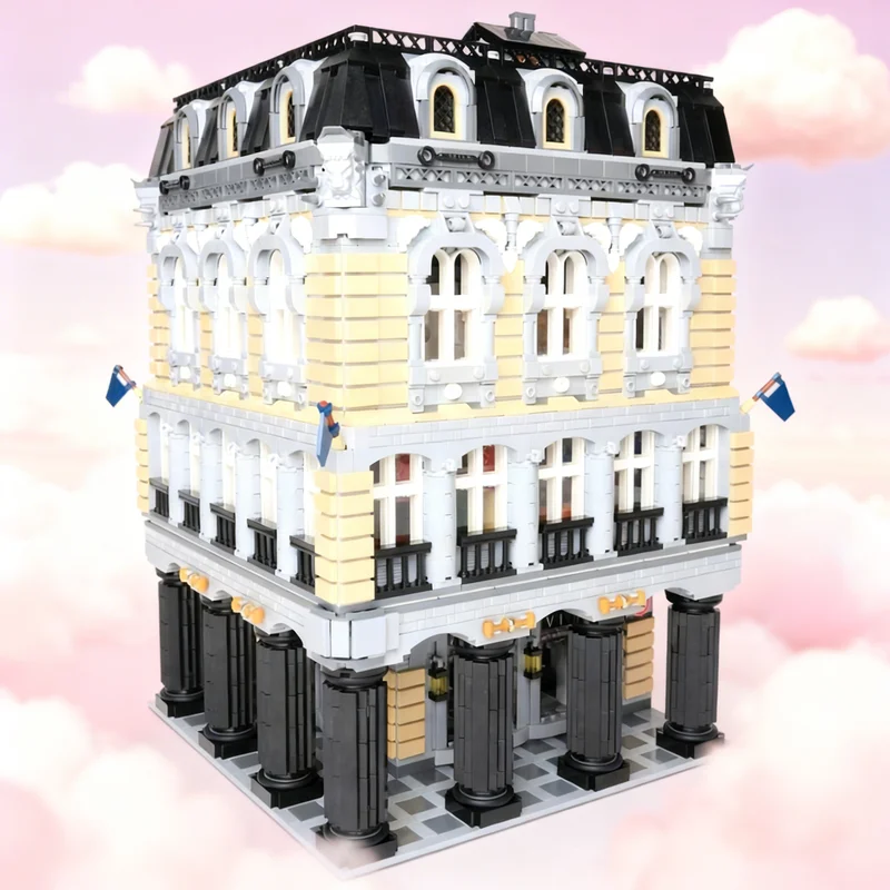 

8559 деталей MOC: Модульная модель уличной сцены с изображением слона, креативный подарок, коллекционный декор, премиум-класс для детей и взрослых, для рабочего стола