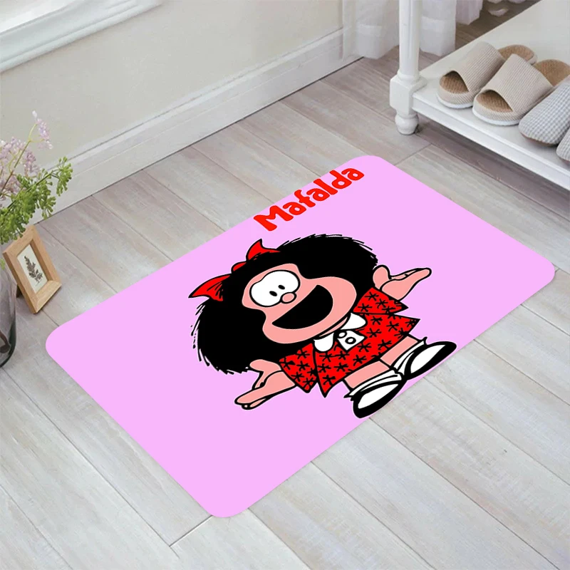 Mafalda Cartoon Floor Mat Doormat Entrance Door Living Room Kitchen Rug Balcony Rugs Carpets Home Foot Carpet Mats Bathroom Bath