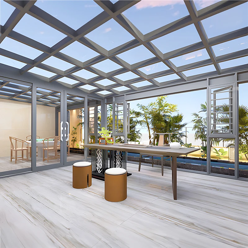 غرفة نوم وعريشة أنيقة وحديثة من الزجاج المقسى في الهواء الطلق لفندق الفيلا الذين يعيشون في المناطق السكنية وغرفة الشمس #3