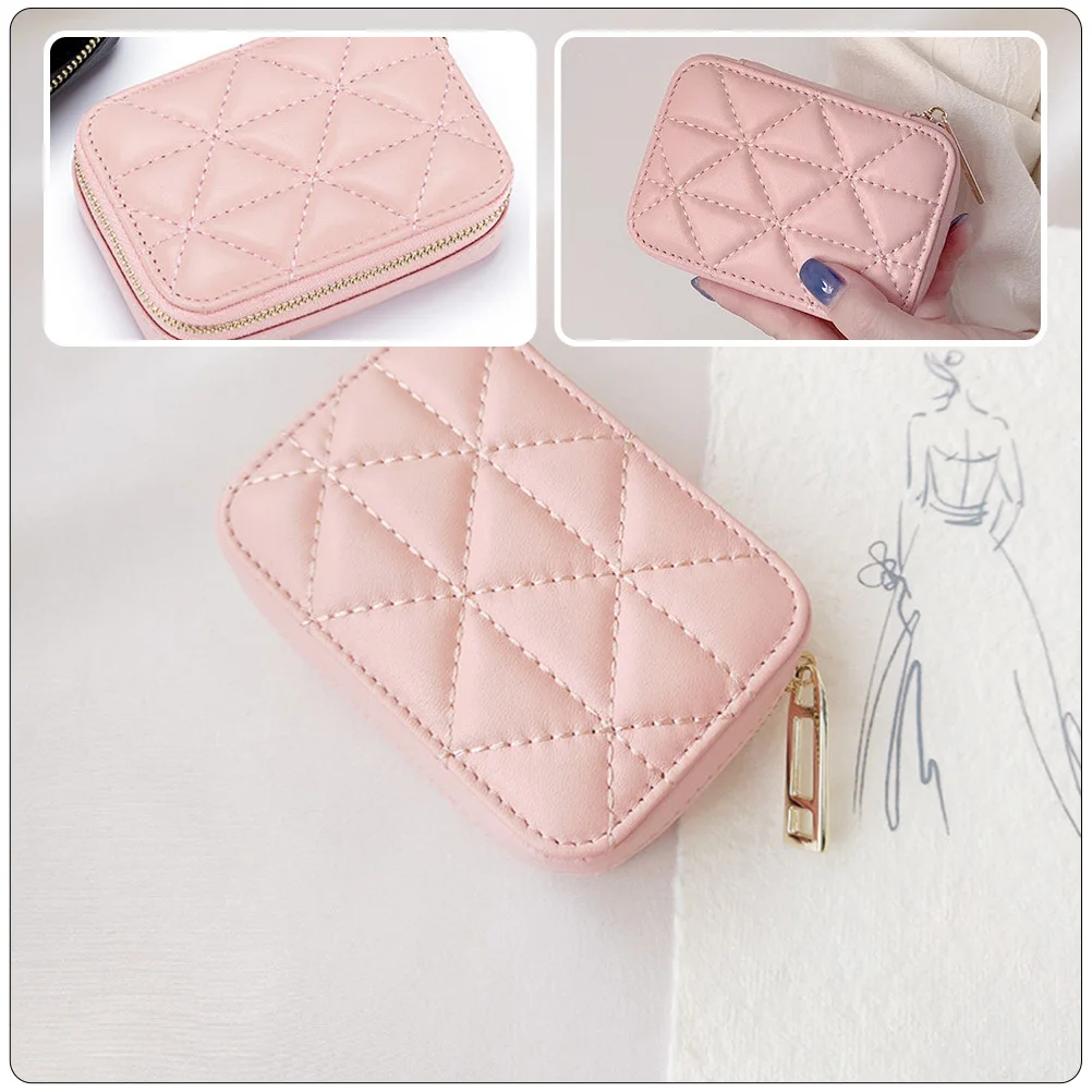 

Lipstick Storage Bag Portable Makeup Organizer Cattlehide Small Pouch with Clear Durable Mirror Lipstick Bag