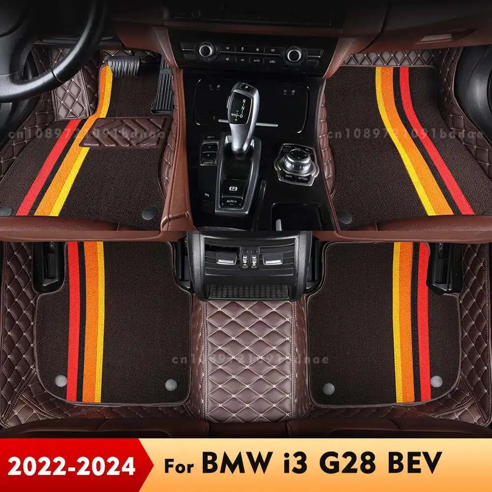 

For BMW i3 2022 2023 2024 Double Layer Car Floor Mats Custom Auto Foot Pads Carpet Cover Interior Accessories