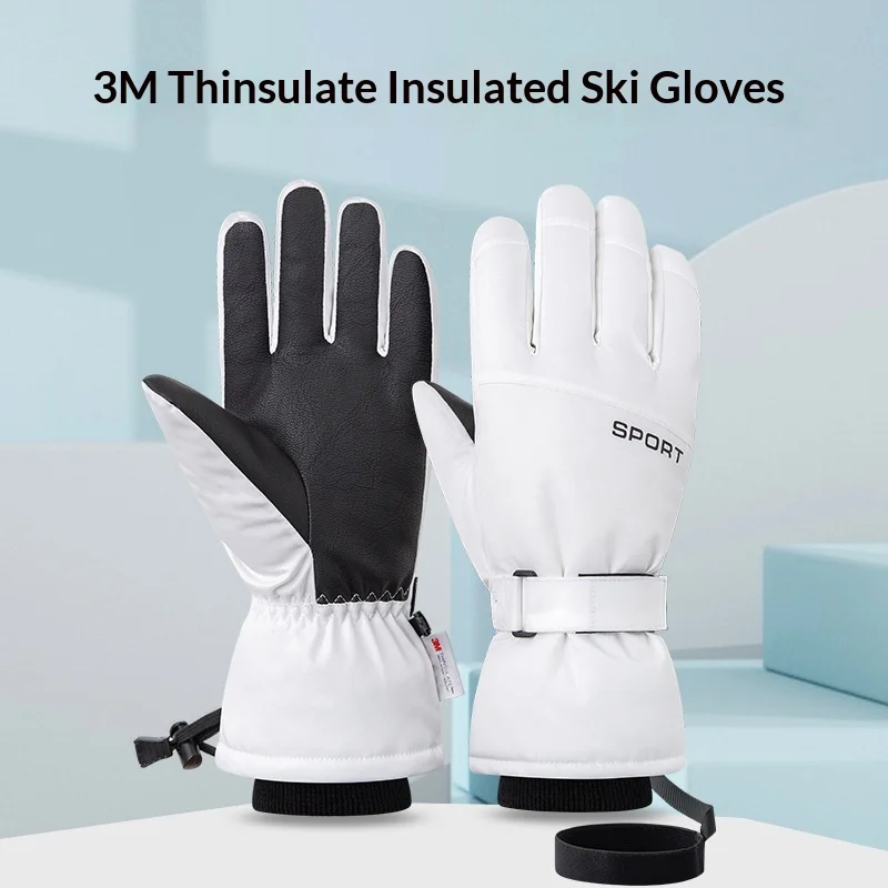 قفازات تزلج تعمل باللمس مع عزل 3M شتوي حراري مقاوم للماء مقاوم للرياح مبطن بالصوف سميك للمشي لمسافات طويلة في الهواء الطلق وركوب الدراجات #1