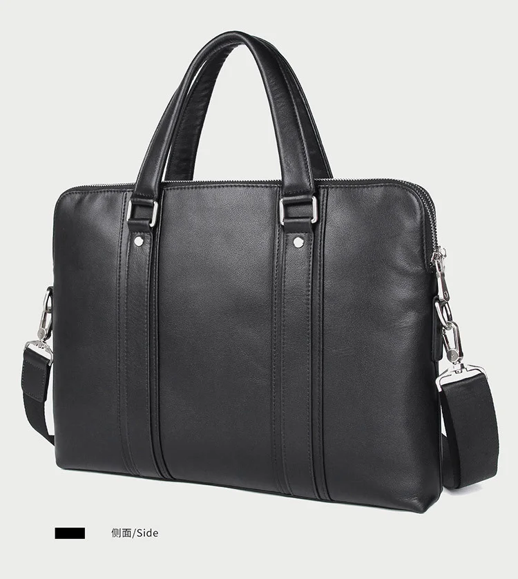 Maleta de couro genuíno para homens, bolsa de negócios, bolsa de escritório, caixa de arquivo documental masculino, bolsa mensageiro, moda luxuosa, 15 in