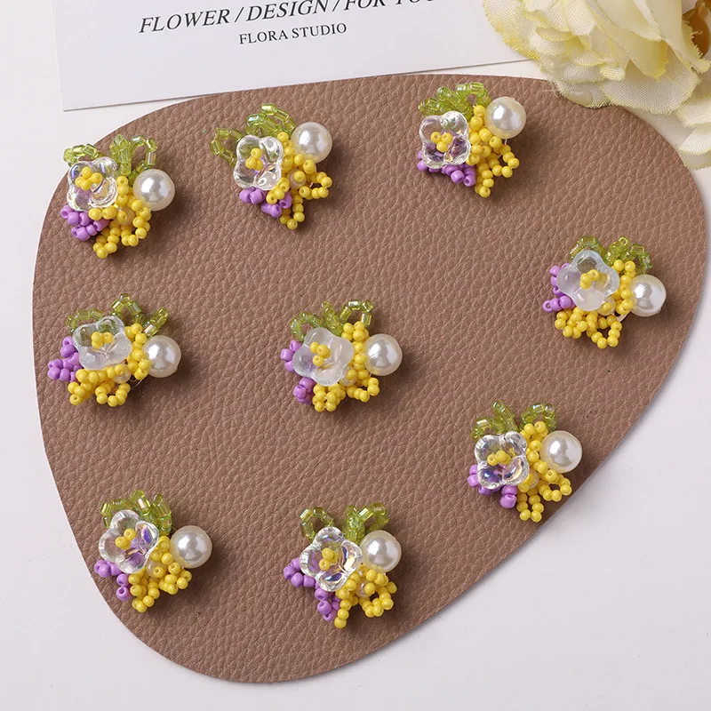 Shoe Charms 1 Piece Faux Pearl Beaded Contrast Flower Cluster DIY for Jelly Clog Sandals Crystal Princess Korean