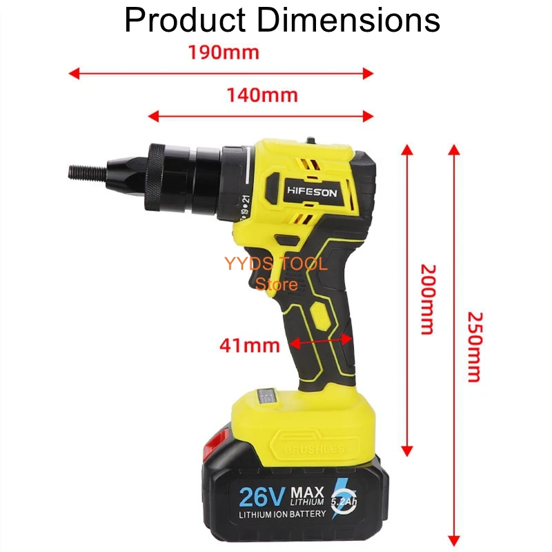 

K88H Зарядка 26 В Ram Gun Литий-ионный бесщеточный заклепочный пистолет Заклепочный пистолет сцепления Электрический винтовой пистолет