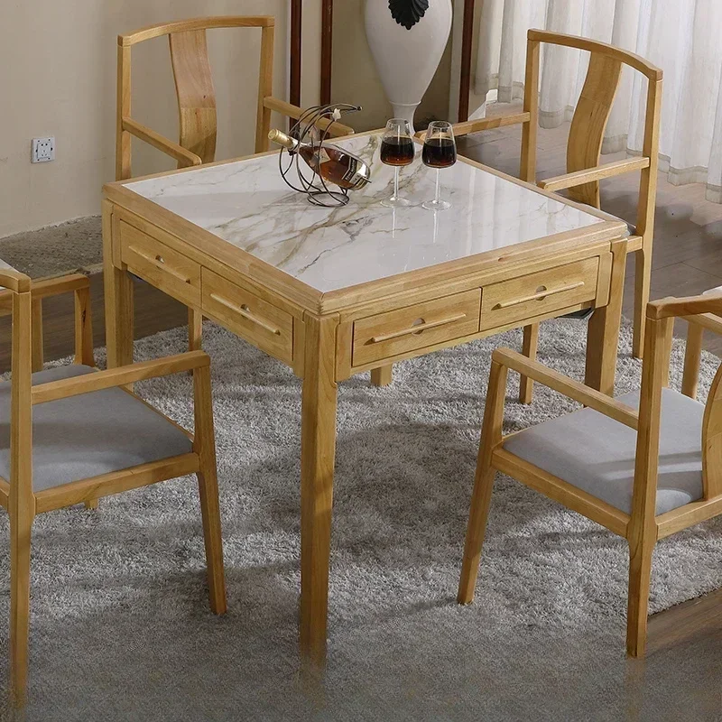 Wood Mahjong Machine Automatic Household Integrated Dining Table Dual-Use High-End Electric Mahjong Table Mute Dining Table