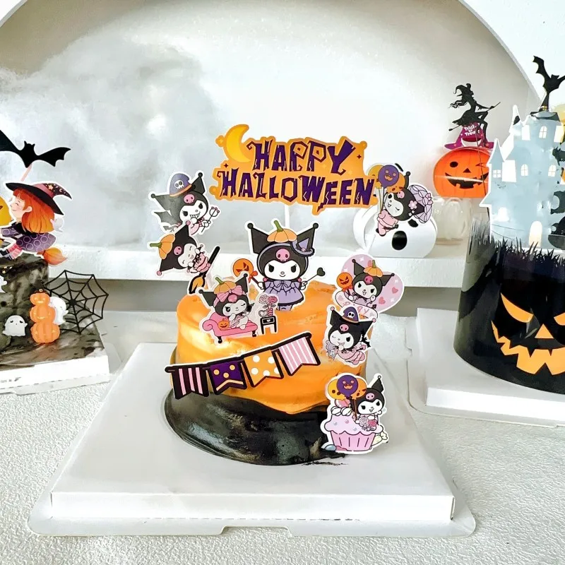 

Kulomi Halloween Decoration Halloween Pumpkin Bat Spider Haunted House Little Ghost Paper Cake Decoration