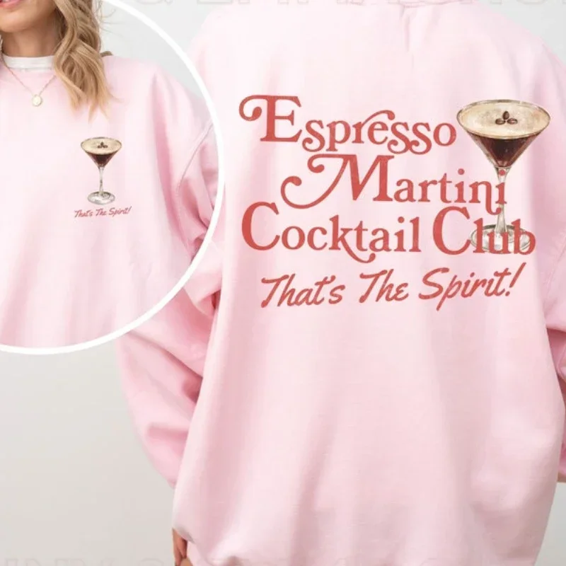 Espresso Martini Sweatshirt Cocktail Club Crewneck Sweatshirt Old Money Aesthetic Retro Y2K Hoodie 90s Nostalgia Downtown Girl