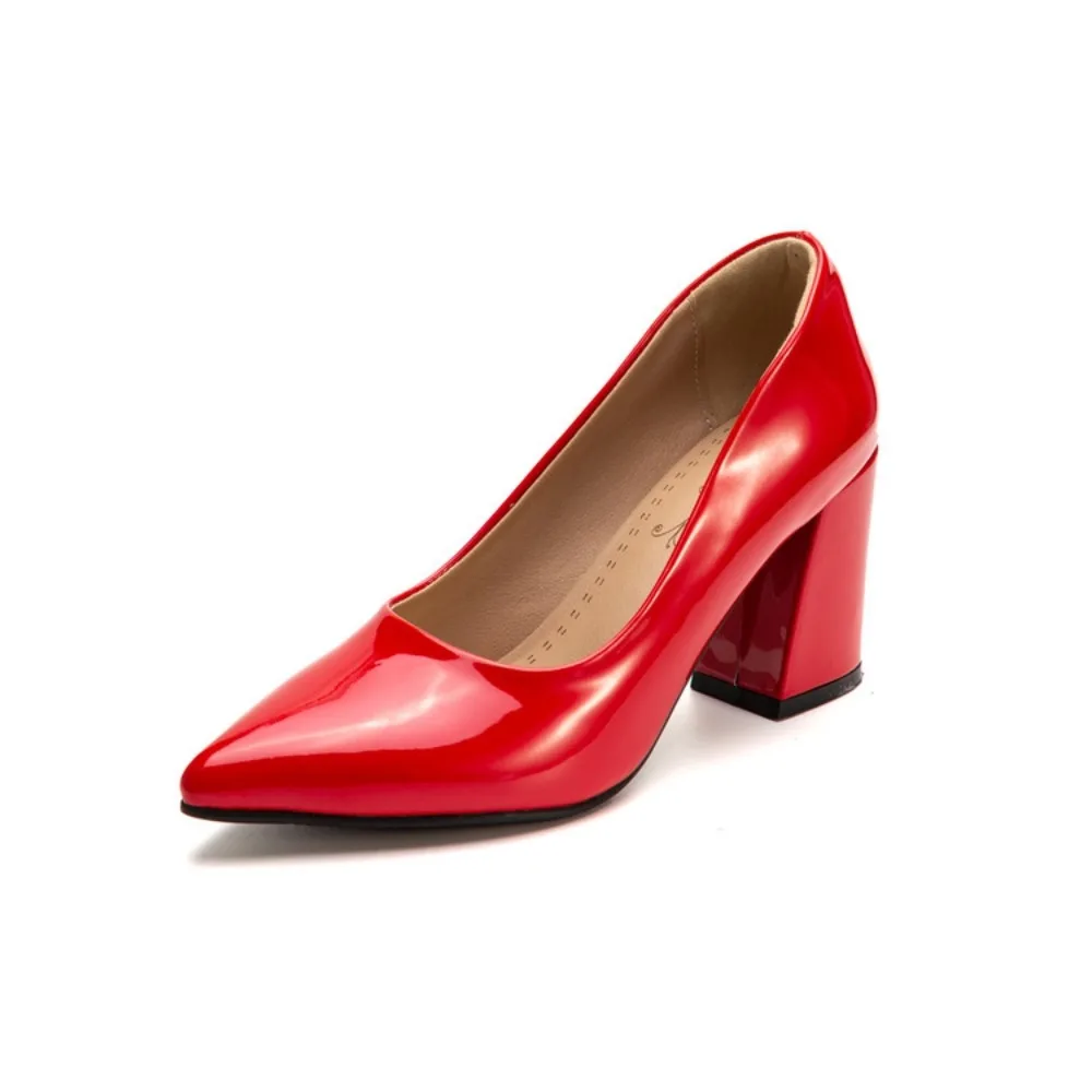 

Женские туфли на высоком каблуке, разноцветные, классические, из лакированной кожи, с острым носком, для вечеринок, свадебные, для невесты, очень большие размеры 53, 54, M-438A