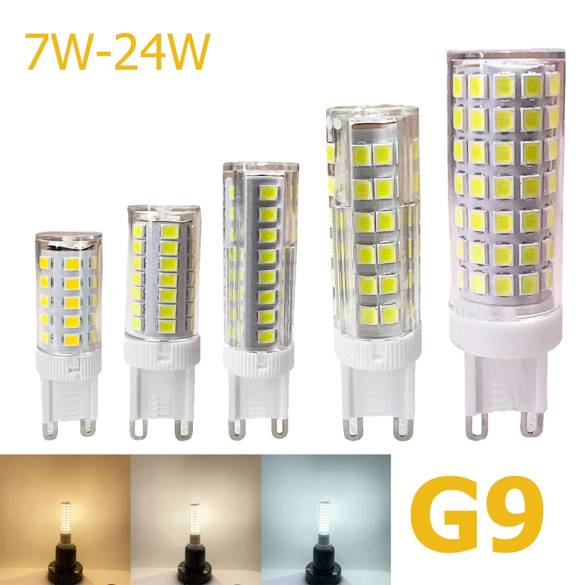 

Лампочка G9 Led 7W 9W 12W 15W 18W 20W 24W AC220V 2835 SMD Тепло / холодное белое освещение 360° Свадебная вечеринка