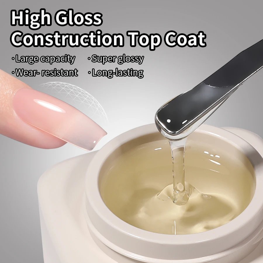 RSNAIL 15 g Building Top Coat Hochglanz-Konstruktionsgel, langlebiges, klares Funktionsgel, Soak Off UV-LED, semi-permanenter Lack