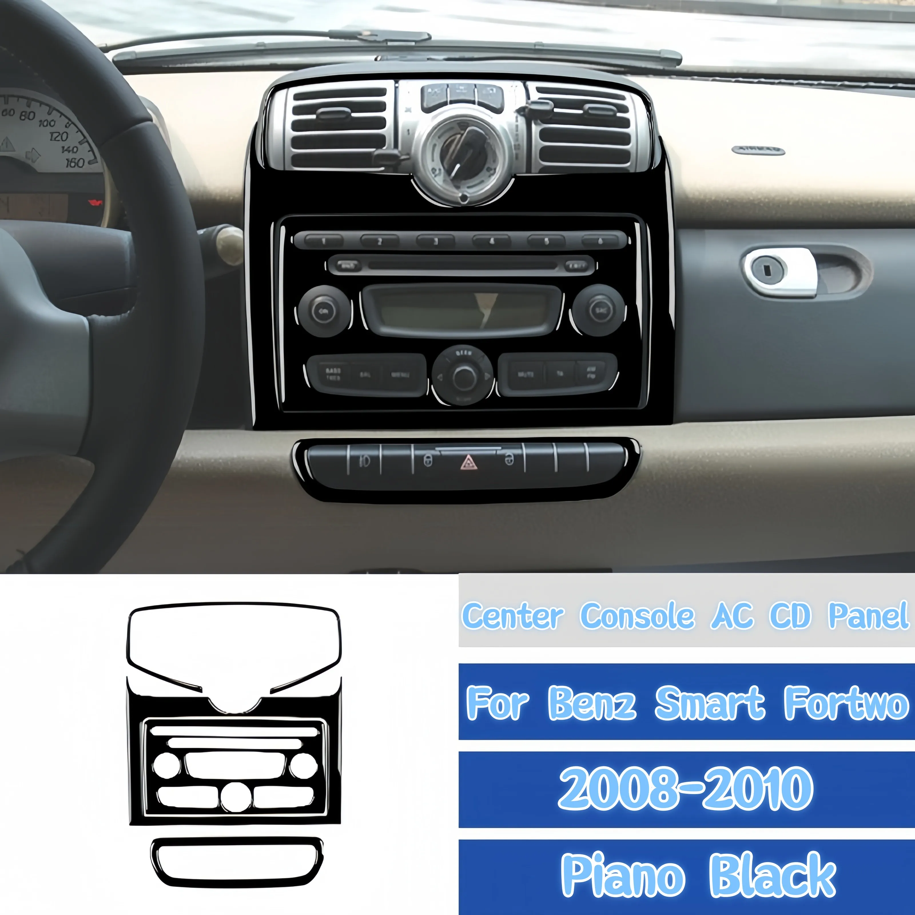 

Для Mercedes-Benz Smart Fortwo 451 2008-2010: Накладки на панель управления кондиционером и CD-плеером (цвет Piano Black), аксессуары для интерьера автомобиля