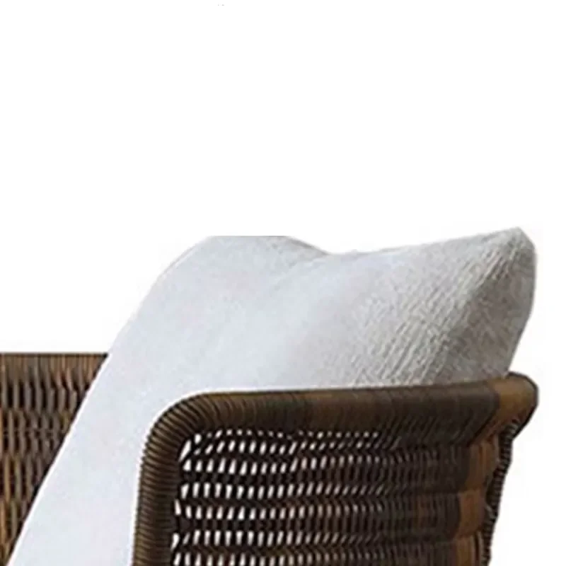 Nordic Outdoor Courtyard Sofa Set Rattan Teak Solid Wood Furniture Elegant Woven Rattan Sofa for Open Air Villa Outdoor