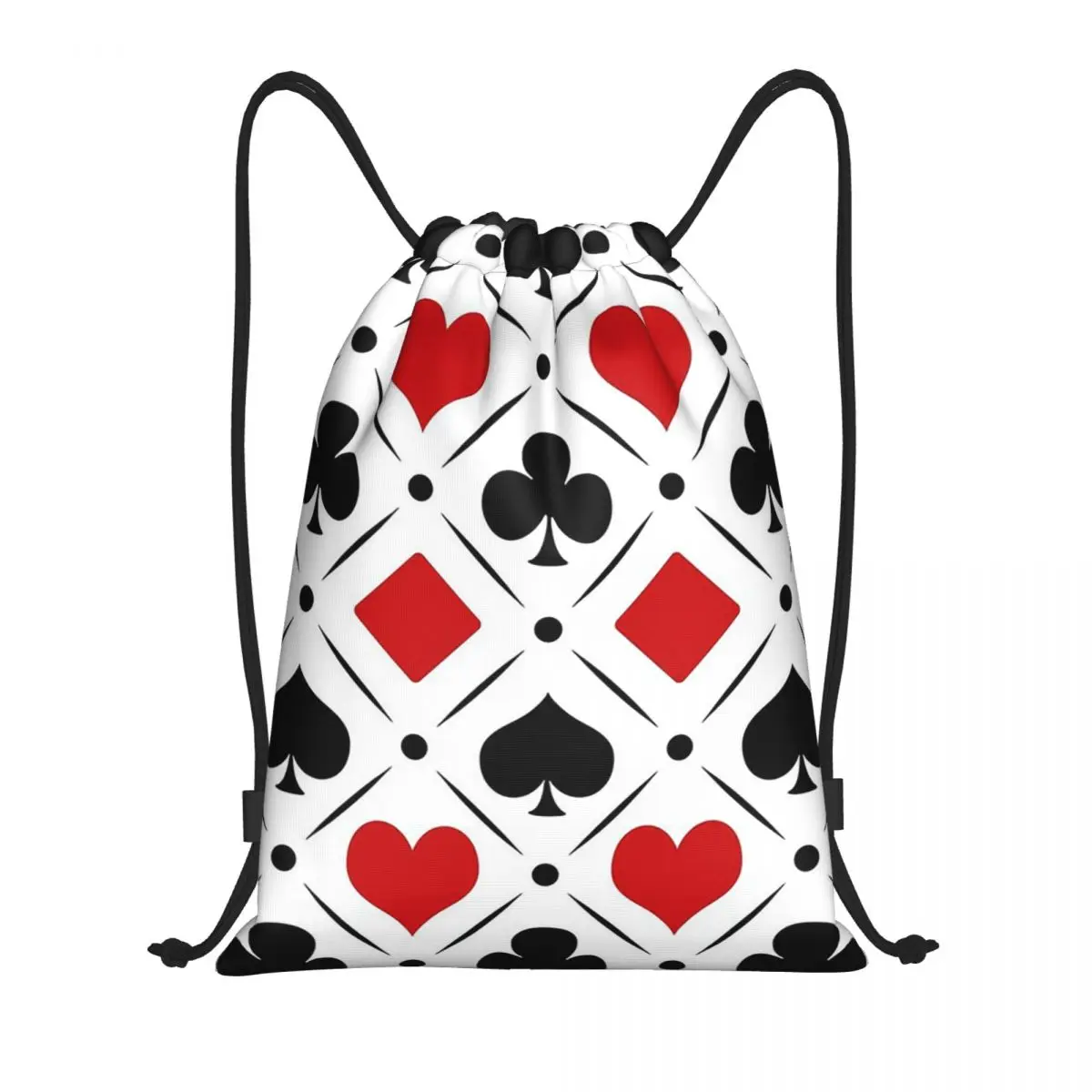 Playing Card Suits Symbols Poker Backpacks Casual Drawstring Bundle Pocket Sundries Bag Book Bags for Travel School