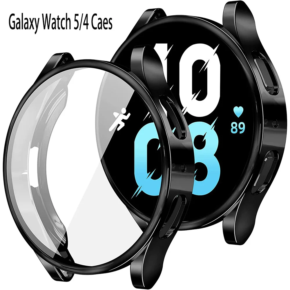 Coque pour Samsung Galaxy Watch 4 5 6 40mm 44mm, protection d\'écran en silicone TPU, pare-chocs, accessoires complets