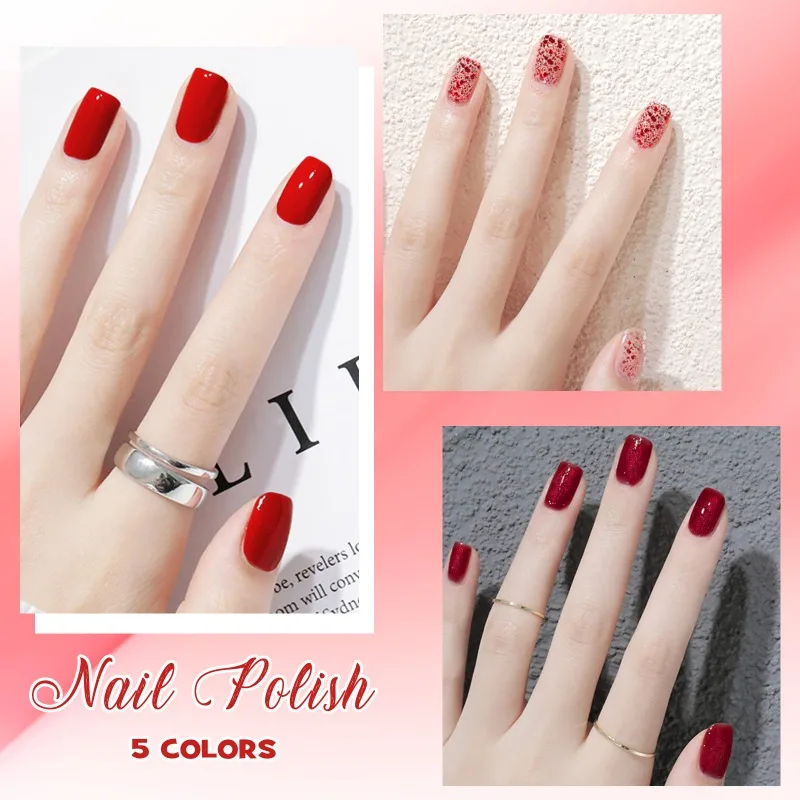 5 Pz/set 8ml Bottiglia di Vetro Marrone Rosso Gel Smalto Set NoWipe Top Soak Off UV LED Lacca per unghie Glitter Colore Art Smalto per unghie