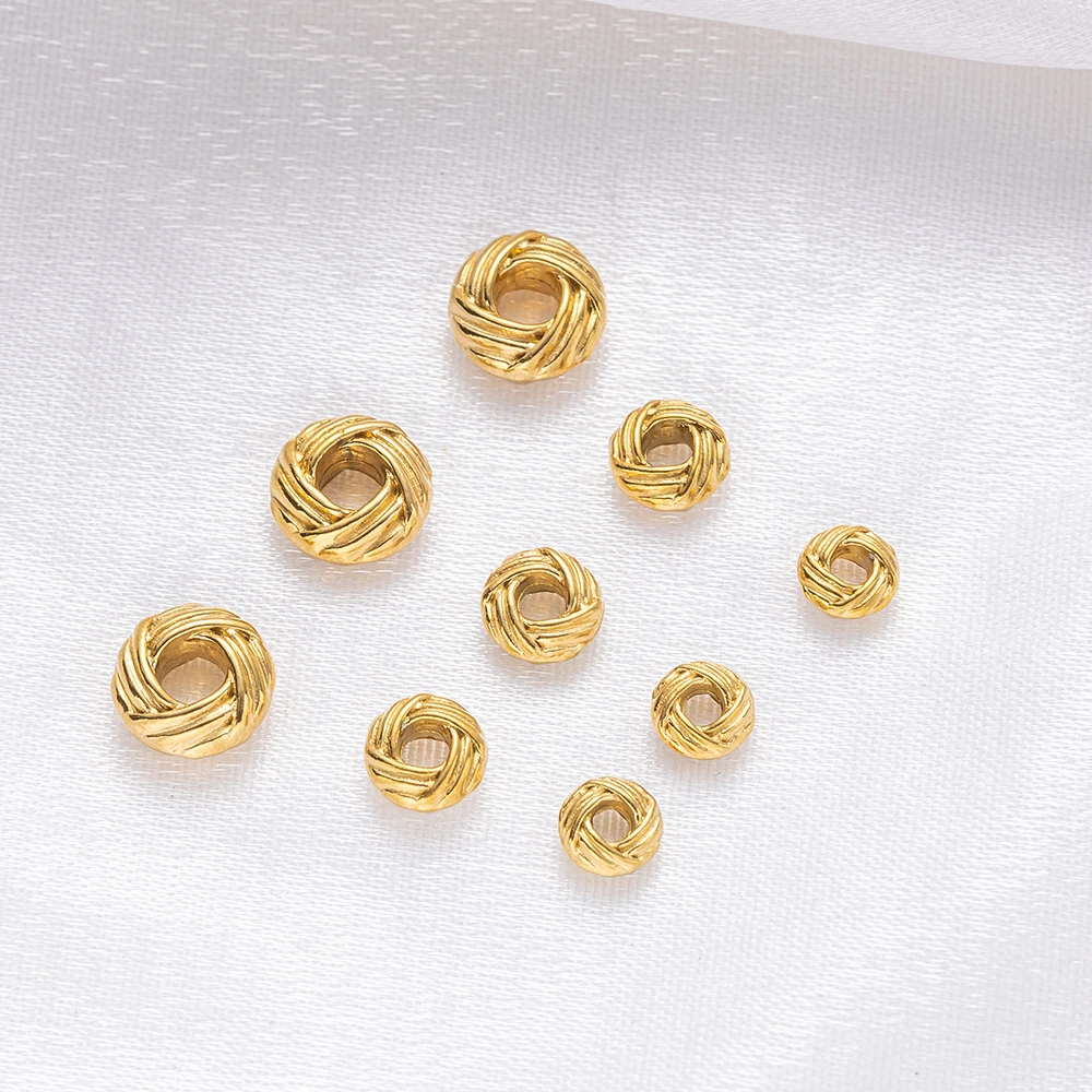 10 Stück Edelstahl Gold Runde Blumen-Weave-Armbänder Perlen Abstandshalter für DIY Halsketten Schmuckherstellung Zubehör – Detail 3