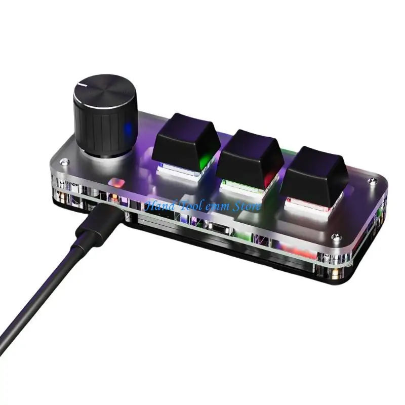 H37F USB لوحة مفاتيح صغيرة مع مفاتيح ميكانيكية 1 مقبض لوحة مفاتيح برمجة ذاتية الصنع للألعاب والترميز والمهام المكتبية