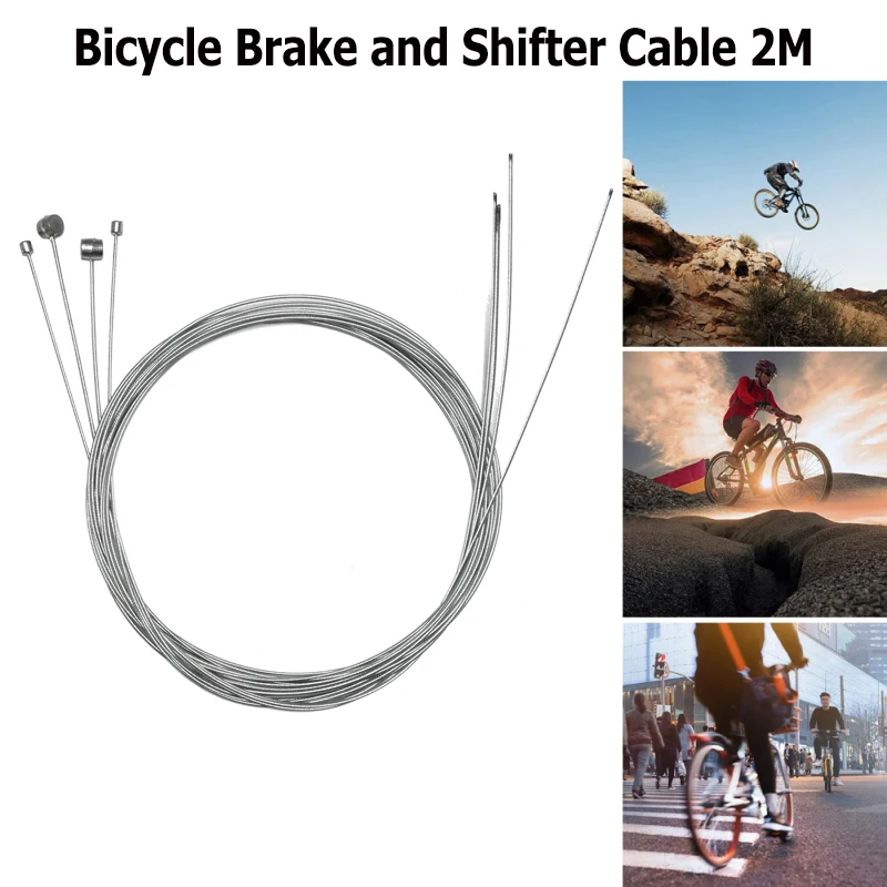 2pcs Stainless Steel MTB Mountain Bike Brake Cable Bicycle Derailleur Shift Brake Inner Cable Line Wire 2000mm