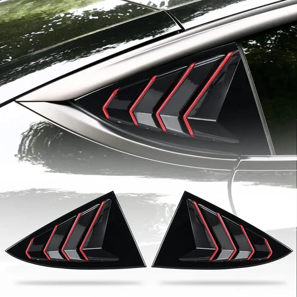 For Tesla Model 3 2017-2023 Car Rear Louver Window Side Shutter Cover Trim Sticker Vent Scoop ABS Carbon Fiber Red Accessories