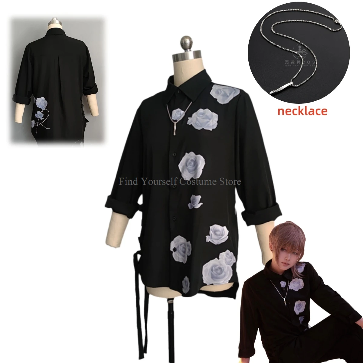 Anime Vtuber Kanae Cosplay Costume Vtuber Nijisanji Kanae Black Daily Clothes Long shirt Role Playing  Halloween Gifts Pendant