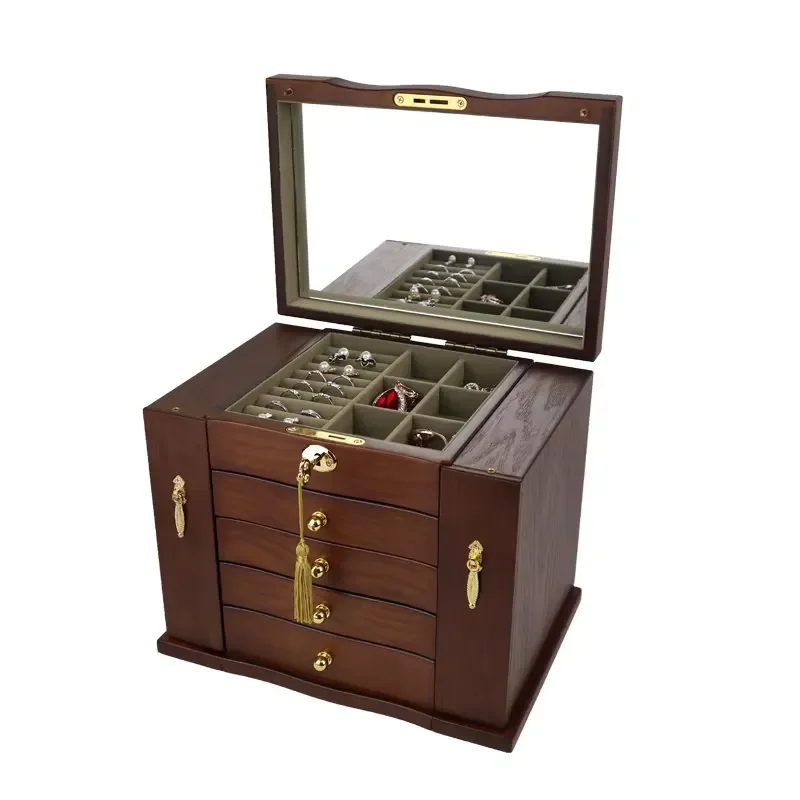 Luxury Velvet Jewelry Box Large Capacity Necklace Ring Organizer with Lock Elegant Storage Case for Earrings Bracelets Gift