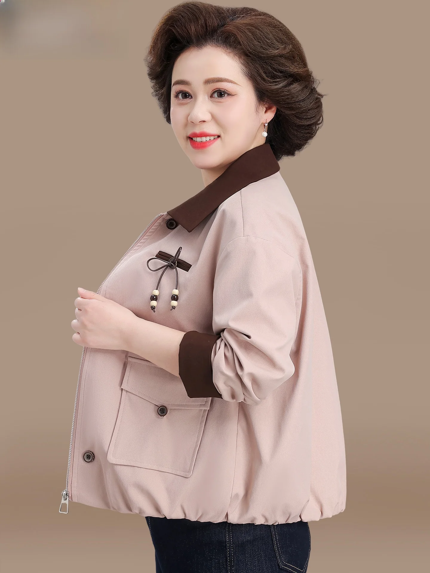 

Весенняя модная короткая куртка-жакет для женщин в корейском стиле, свободного кроя, из полиэстера, для невысоких женщин, для мам среднего и старшего возраста