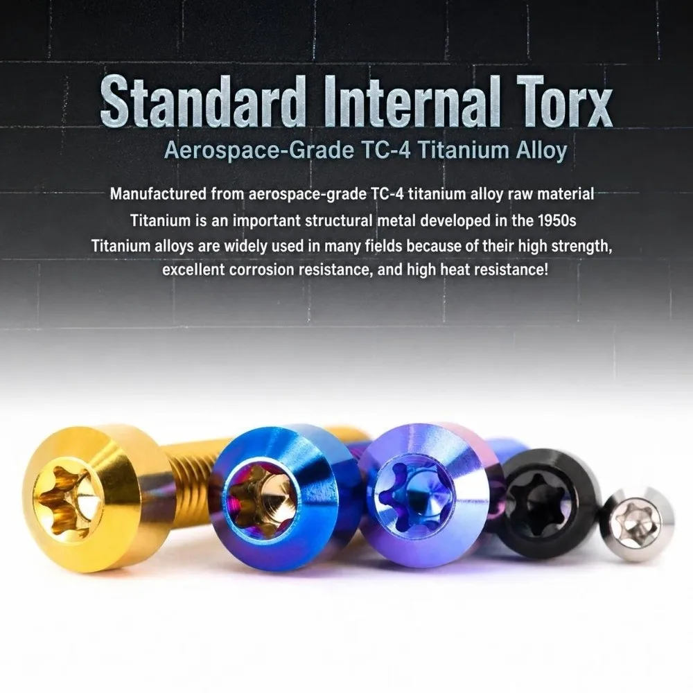 Durable M6 Titanium Screw Titanium Torx Drive Cap Screw Six-Lobe Head Fastener Screw Motorcycle Upgrade