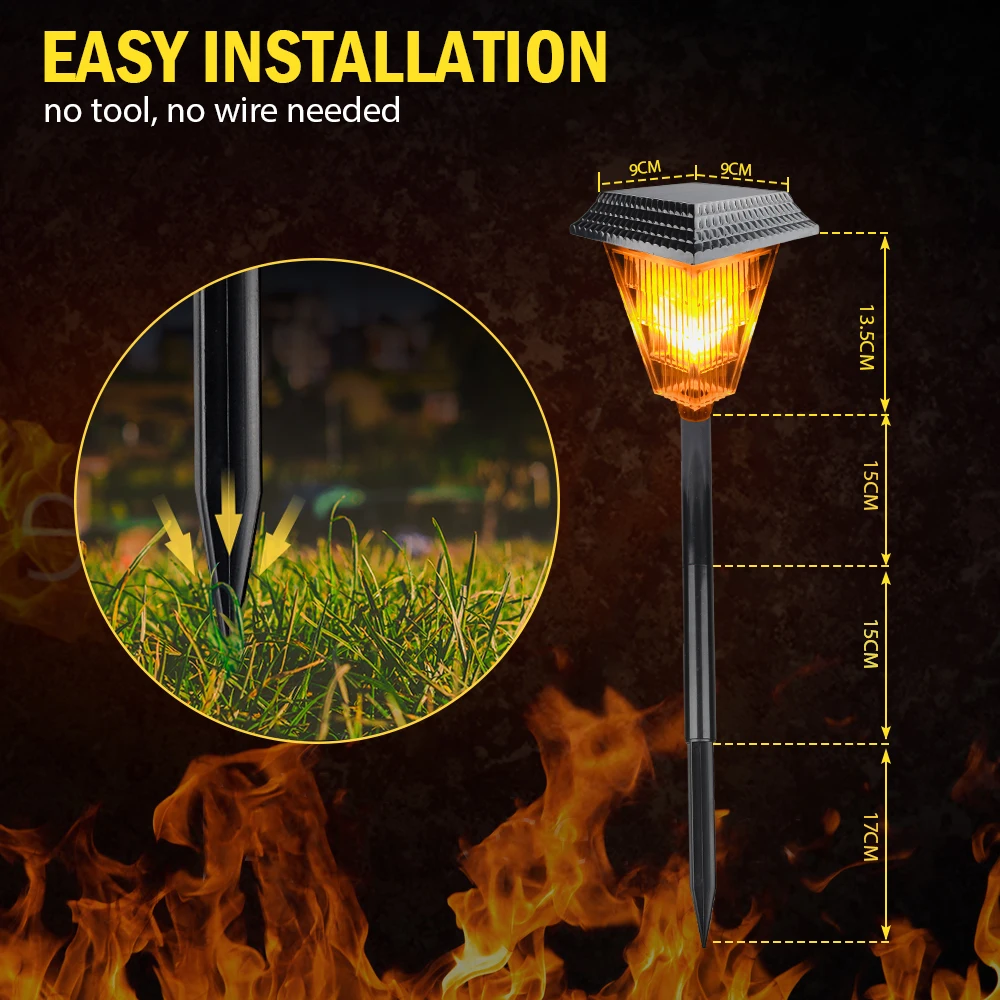 2/4 Pack Solar LED Flame Torch Light with Flashing Outdoor IP65 Garden Yard Landscape Decoration Light Christmas Day Flame Light