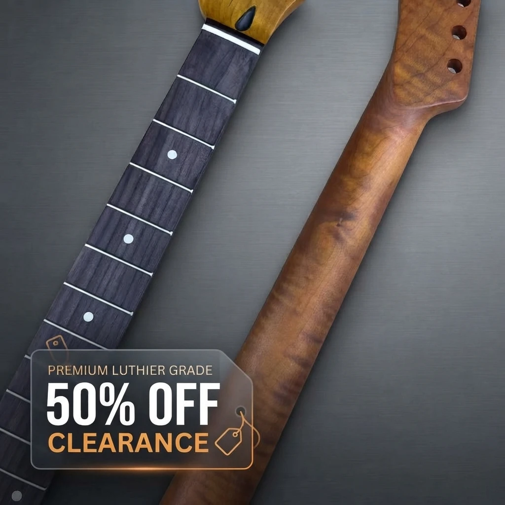 Torrefied Grilled Flame Maple TL Guitar Neck, 22 Frets Solid Rosewood Fingerboard, Hand Sanded Finished Neck for TL Guitar DIY R