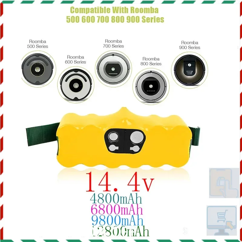 

'Roomba Battery Original 144V Vacuum Cleaner Battery iRobot Roomba 500, 600, 700, 900, 650, 780, 800 Series Lithium ion Batte;